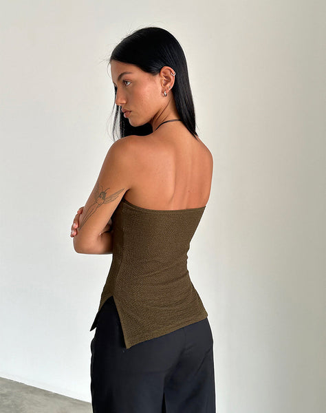 Image of Sadi Tube Top in Textured Chocolate