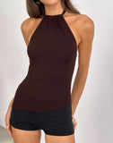 Image Sadra Halter Top in Rayon Jersey Bitter Chocolate