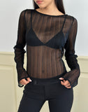 Image of Saezuru Top in Chiffon Plisse Shimmer Black