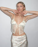 Image of Sahira Lace Cami Top in Satin Vintage Rose Garland