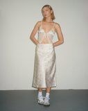 Image of Piya Midi Skirt in Satin Vintage Rose Garland