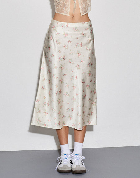 Acacia Maxi Skirt in Yellow Lily Print