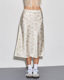 Image of Piya Midi Skirt in Satin Vintage Rose Garland