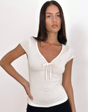 Image of Saiba Cap Sleeve Top in Cupro Cream