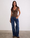 Image of Saiba Cap Sleeve Top in Cupro Dark Brown