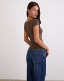 Image of Saiba Cap Sleeve Top in Cupro Dark Brown