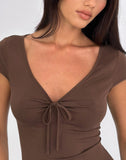 Image of Saiba Cap Sleeve Top in Cupro Dark Brown