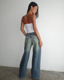 Image of Roomy Extra Wide Low Rise Jeans in Extreme Blue Green