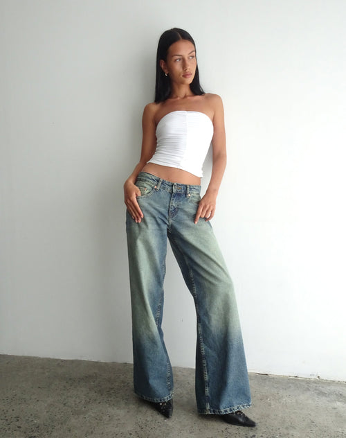 Image of Roomy Extra Wide Low Rise Jeans in Extreme Blue Green