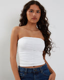 image of Sajna Ruched Bandeau Top in White