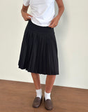 Image of Citrani Pleated Midi Skirt in Black