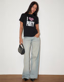 Image of Saki Tee in Black I Love Party Print