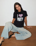 Image of Saki Tee in Black I Love Party Print