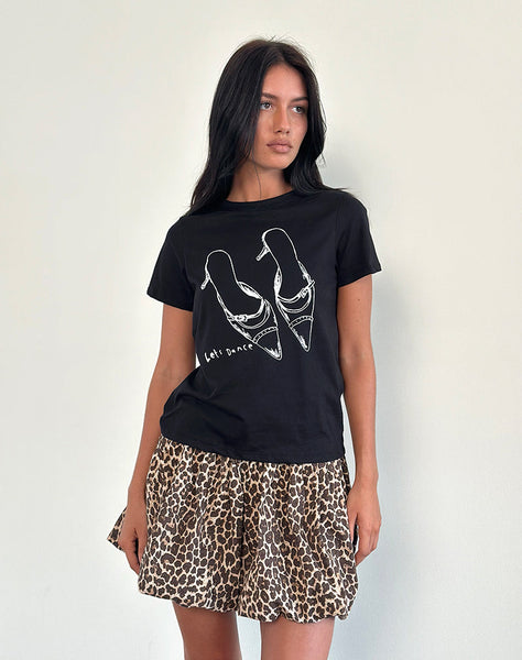 Image of Saki Tee in Black with Lets Dance Print