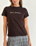 Image of Saki Tee in Chocolate Brown with Girl Intuition Print