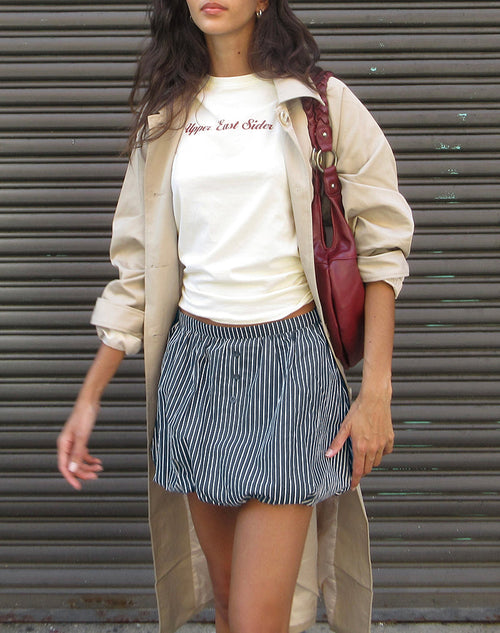 Image of Arife Mini Skirt in Black and Grey Mono Stripe