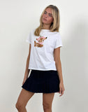 Image of Saki Tee in White with Baby Deer Print