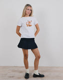 Image of Saki Tee in White with Baby Deer Print