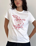 image of Saki Tee in White with Royal Red Euro Summer