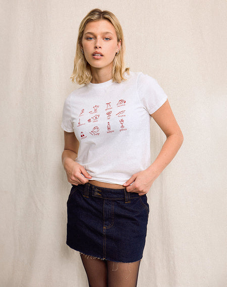 Oversize Basic Tee in White with Capricorn Motel Pet Print