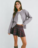 Image of Sakta Peplum Skirt in Burgundy and Blue Check