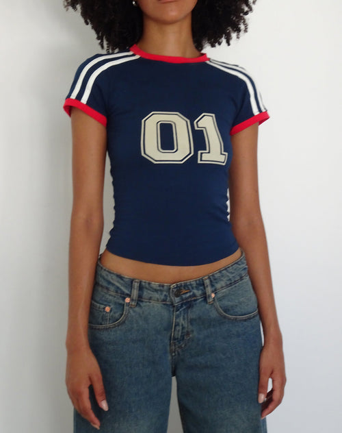 Image of Salda Sports Fitted Tee in Navy