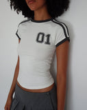 Image of Salda Sporty Tee in Off White with Contrast Binding