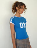 Image of Salda Sporty Fitted Tee in Mediterranean Blue