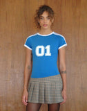 Image of Salda Sporty Fitted Tee in Mediterranean Blue