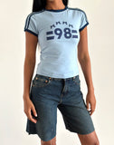 image of Salda Tee in Nantucket Blue with Navy Binding  and '98' Emb