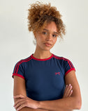 Image of Salda Top in Navy with Adrenaline Red Binding and Logo