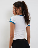 Image of Salda Fitted Tee with Contrast Binding in White