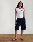 Image of Salda Tee in White with Tango Red Binding