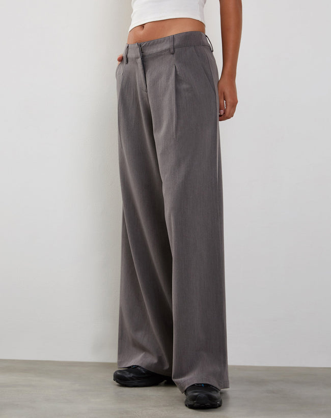 Image of Salisu Wide Leg Trouser in Charcoal