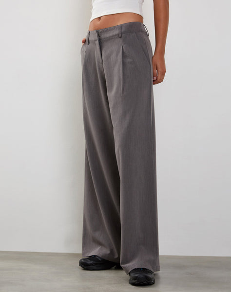 Image of Salisu Wide Leg Trouser in Charcoal