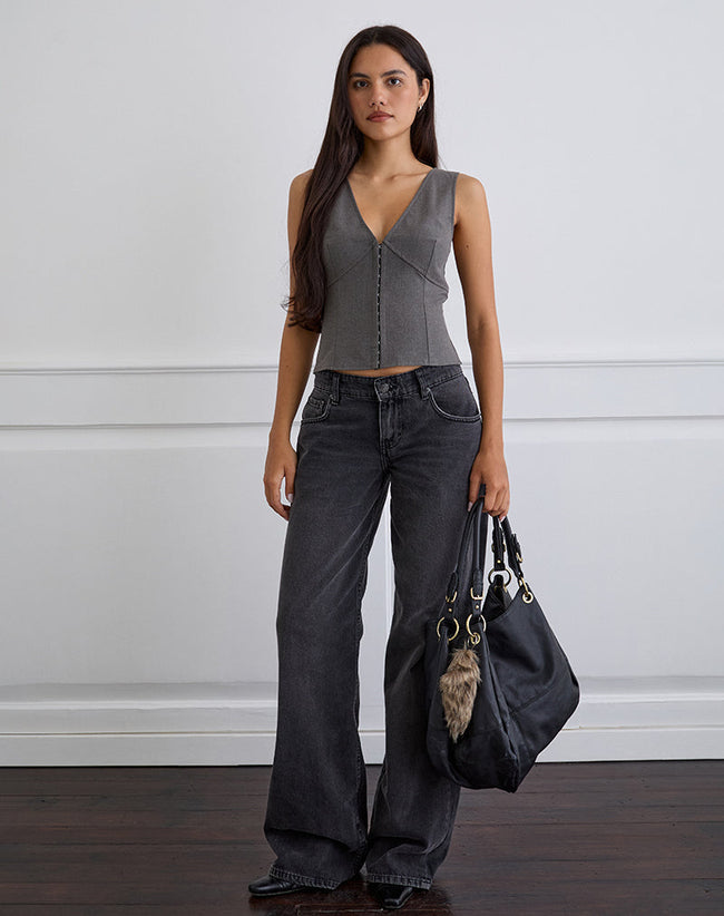 Image of Salpa Plunge Top in Tailoring Charcoal