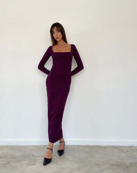 Tarna Bardot Maxi Dress in Mesh Burgundy