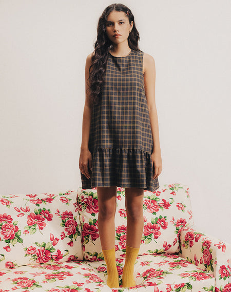 RITA PLEAT MINI DRESS TAILORING NAVY 18