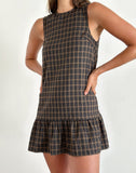 Image of Samana Babydoll Mini Dress in Check Dark Brown