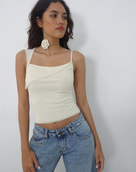 Amrita Unlined Top in Dobby Mesh Cream