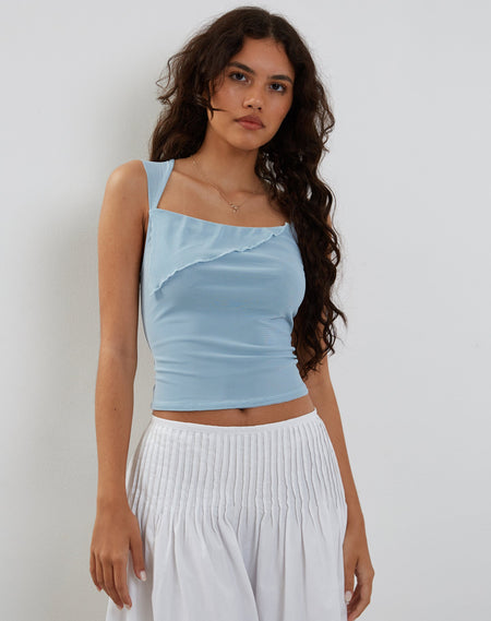 Sapphi Double Layered Cami Top in Frost Blue and Sage Green