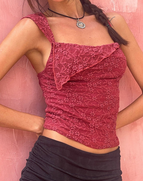 Image of Sambu Lace Cami Top in Red