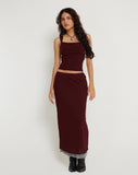 Image of Tresha Maxi Skirt in Mesh Burgundy