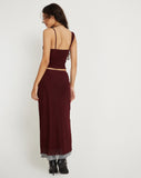 Image of Tresha Maxi Skirt in Mesh Burgundy