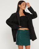 image of Samini Mini Skirt in Drape Sequin Forest Green