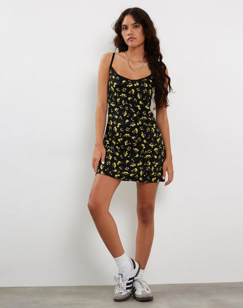 Image of Samiya Mini Dress in Buttercup Black and Yellow