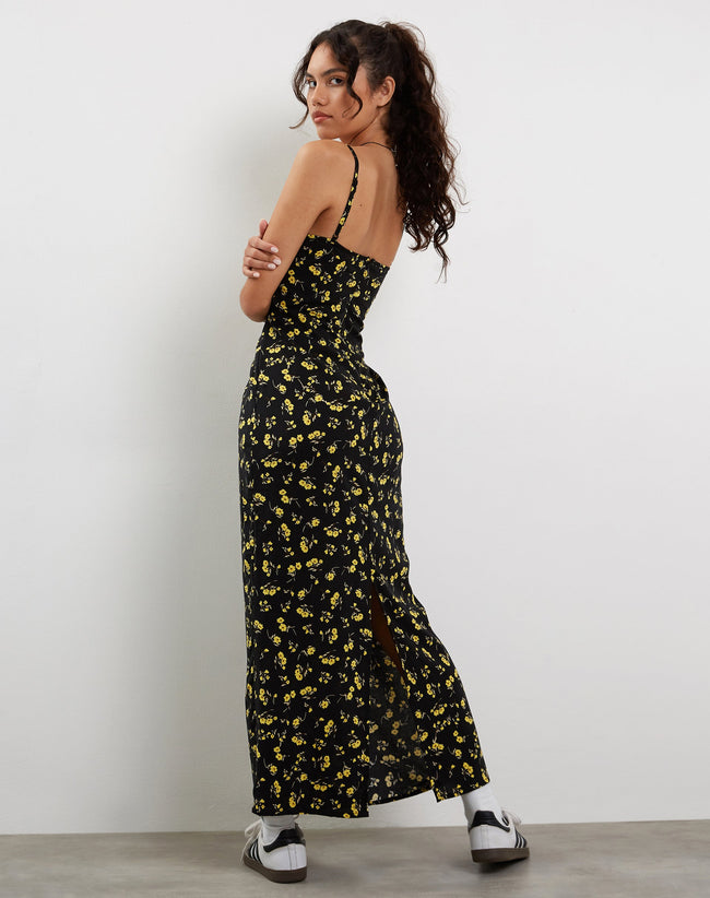 Image of Kafka Maxi Dress in Buttercup Black and Yellow