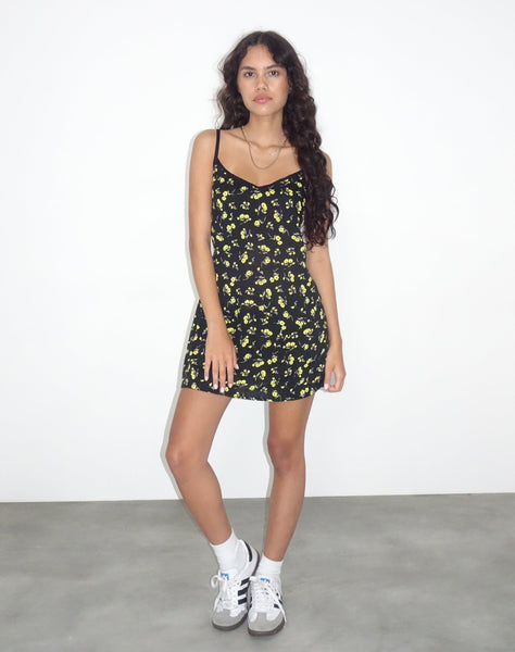 Image of Samiya Mini Dress in Buttercup Black and Yellow