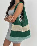 Image of Zuni Knitted Bag in Stripe Green Blue