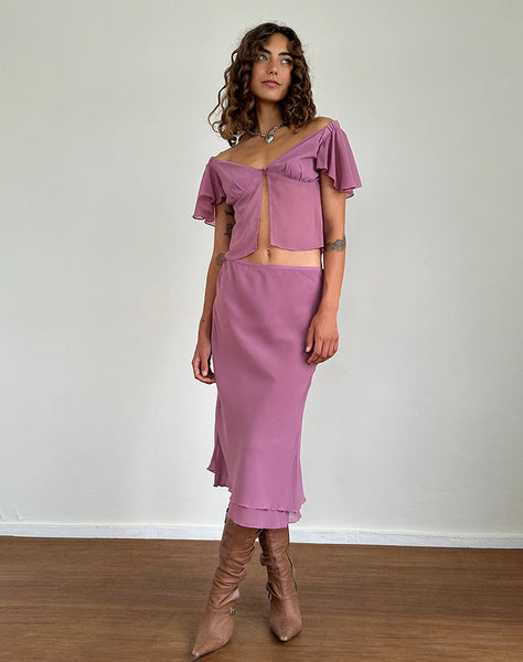 Image of Suharni Midi Skirt in Chiffon Mauve